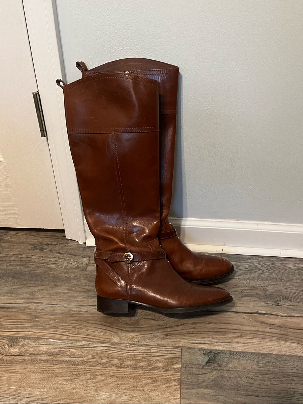 Tory Burch BRITA Brown Cognac Leather Knee High Tall Riding Boot US 8 Boots